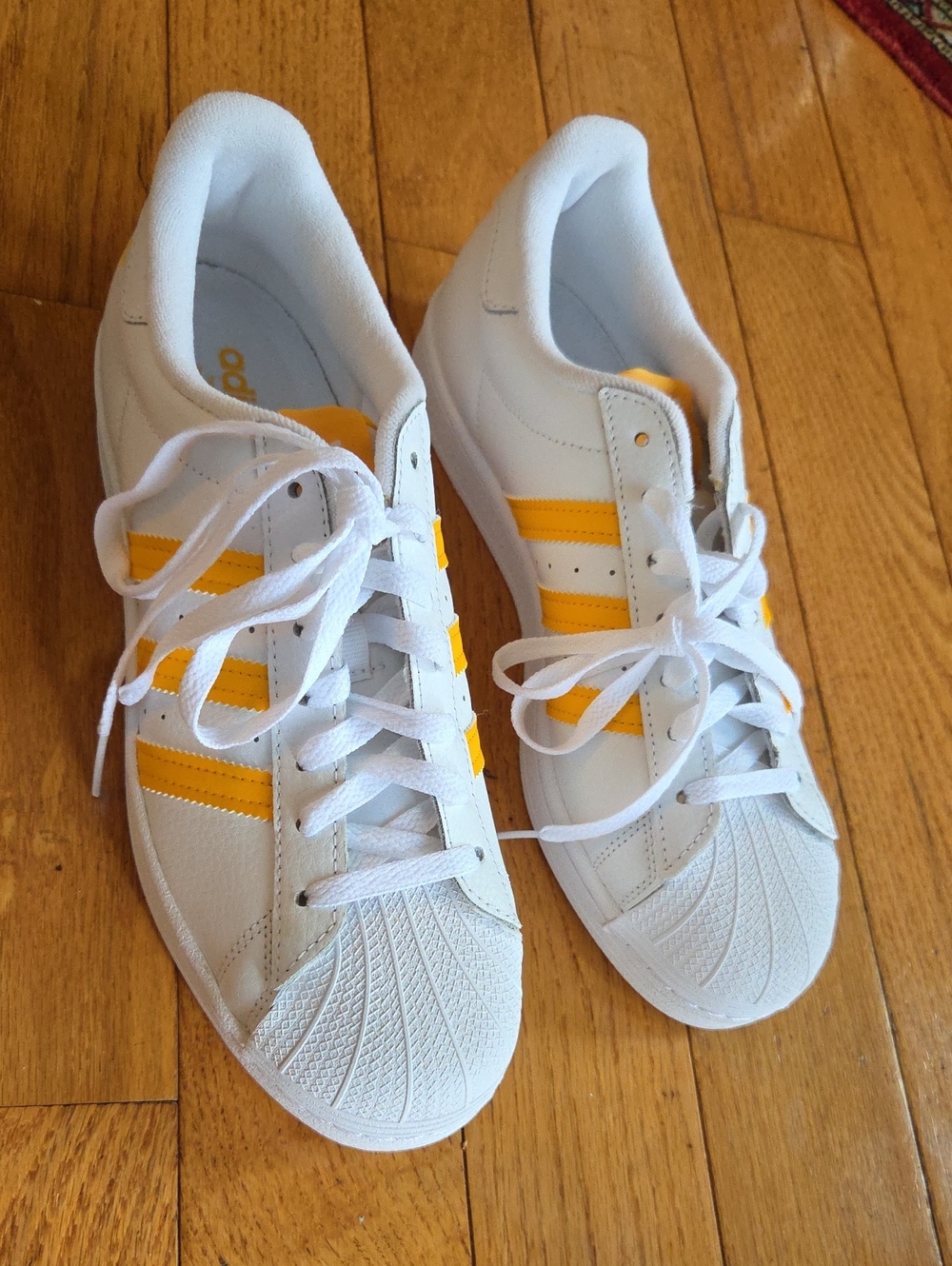 adidas White Sneakers with Yellow Logo